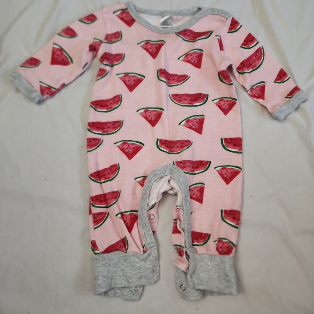 Modern baby Infant girl 6-9m Pink watermelon onesie #DA2